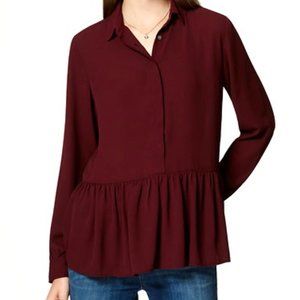 Loft Red Peplum Utility Top XS
